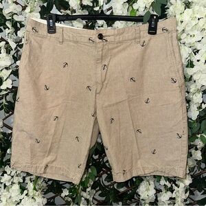 Anchor Print Men's Shorts in Tan